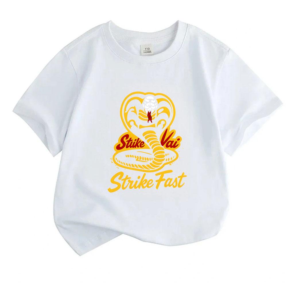 Kids Boys Girls 100% Cotton Crew Neck Short Sleeve T-Shirt, Fun Cobra Graphic Strike Fast Casual Tees, Soft Breathable Tops for Daily Outdoor Sports P