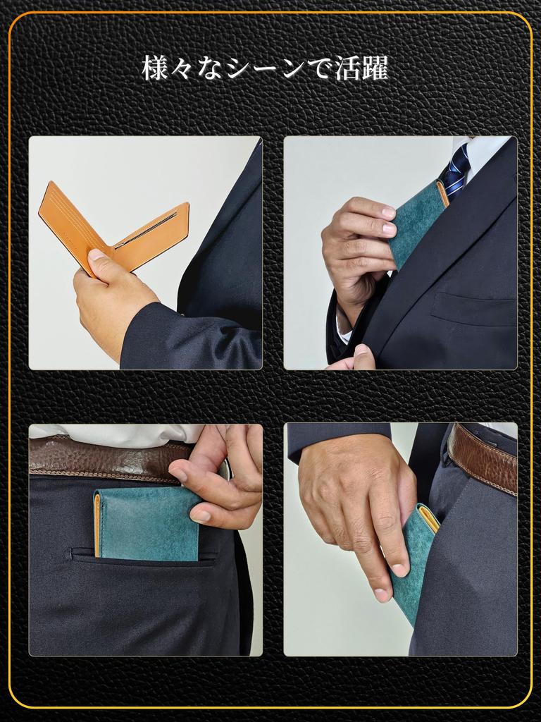 Fabrizio Geldbörse für Herren und Münzbeutel Leicht herzustellen aus echtem italienischem Leder von Top Leather YKK Reißverschluss Ultradünn Damen, Bifold, Schlank, Portemonnaie, Verwendung,