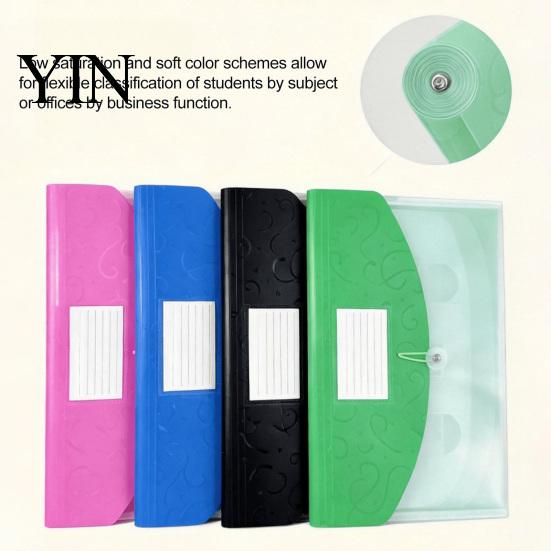 Expandable File Organizer Document Folder with Label Slot, Layered Design Waterproof PP Storage Envelope, Secure Rope Closure for Office And