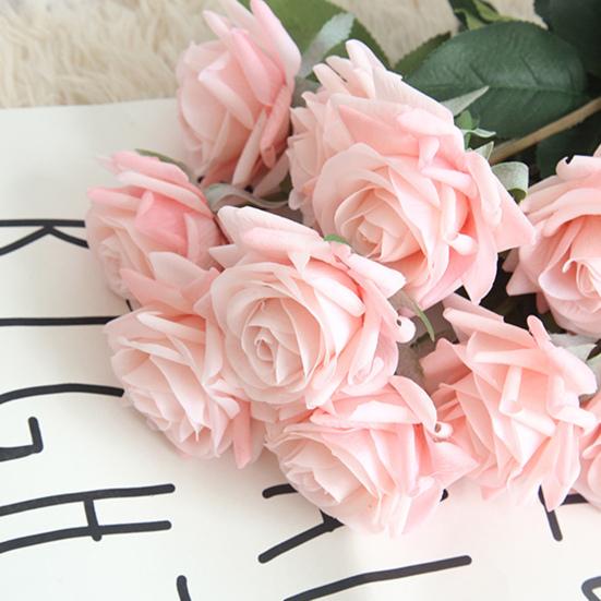 Fuktig Overflate Grønne Blader Faldsøm Imiterte Rose Bryllup Dekorative Planter Brude Kunstige