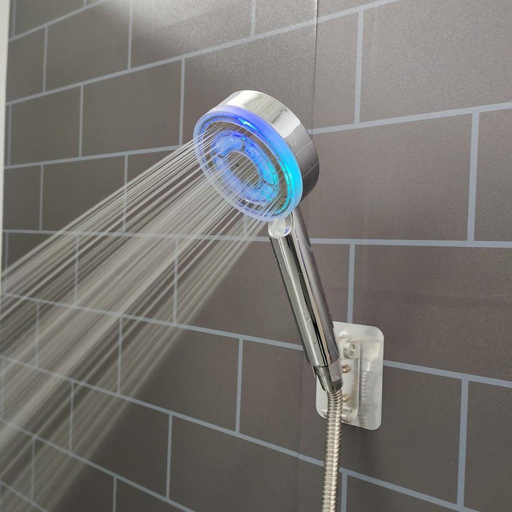New LED 5 Modes Shower Head Rainfall SPA Temperature Control Shower Pressurized Water Saving 3/7 Colors Handheld Bathroom Shower
