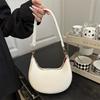 Damen Mond-Schultertasche aus PU-Leder, Einfache einfarbige Unterarm-Clutch-Tasche, Modische lässige Handtasche