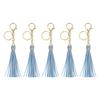 Uxcell 5-Piece Set Leather Keychain Tassel Women's Bag Decoration Lobster Buckle Key Ring Handbag Wallet DIY Craft Gray Blue