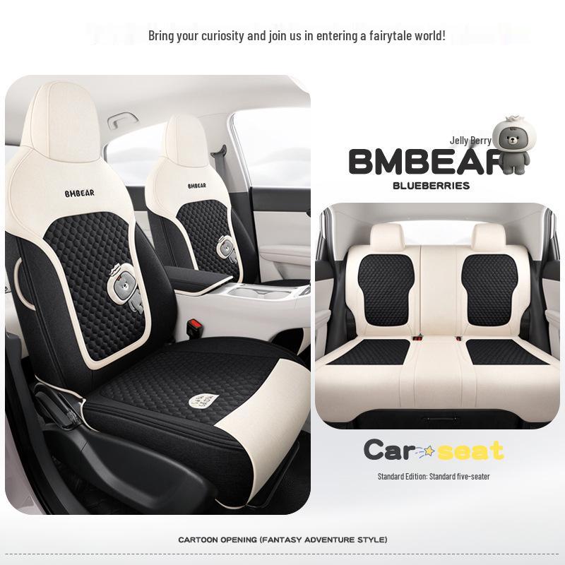 Мультяшные льняные чехлы на сиденья Geely Star Wish, Полное покрытие, Всесезонные дышащие подушки для автомобилей UP Geely Star Wish