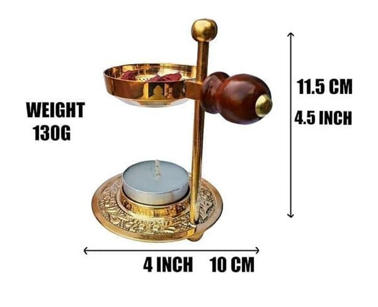 TreegoArt Golden Incense Resin Burner Dhoop Dhuni Burner Incense Holder Incense Censor for Home Décor - Pack Of 1 (4 inch Height)