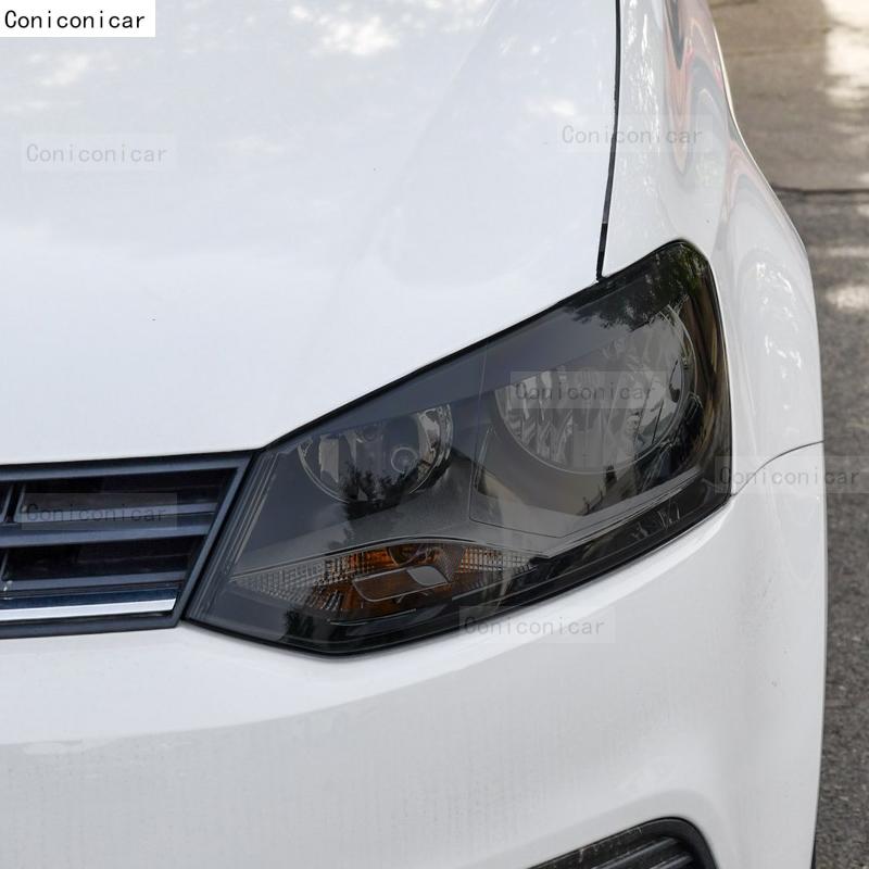 For Volkswagen POLO 2012-2016 Car Headlight Black TPU Protective Cover Film Front Light Tint Change Color Sticker Accessories