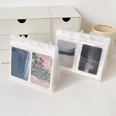 Desktop Standing Calendar Photo Album with Clear Side Sleeves Multifunctional Photocards Display Rack Album