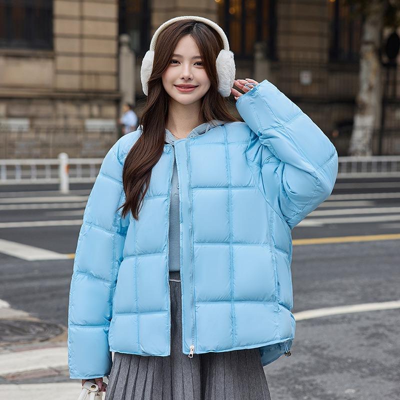 Cotton-padded Women's Short Winter New Down Cotton Clothes Women's Puffs Tofu Blocks Round Neck Loose Bread Clothes Jacket Women