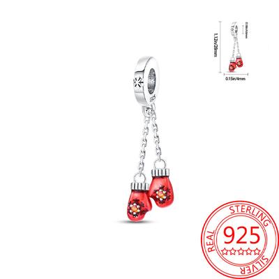 Genuine Copper Charm Luxurious Red Glove Pendants Snowflake Design Bead Fits Bracelets DoItYourself Women Crafting Delicate Gifts