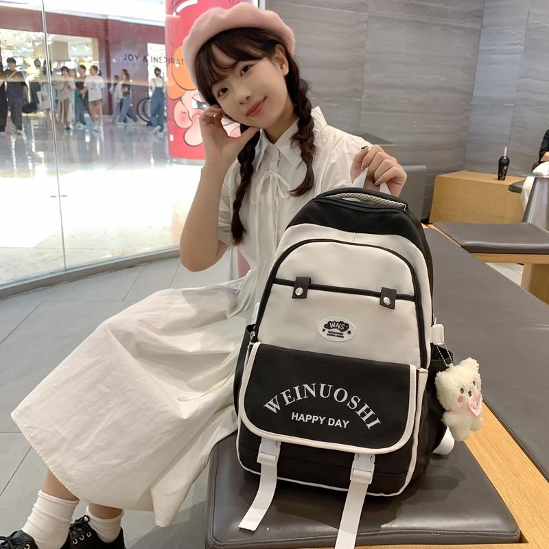 Middle School Student Schoolbag Color Block Women's Large Capacity Backpack Primary School Student's Fifth and Sixth Grade Lightweight Backpack