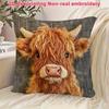 Unique 2D Flat-Printed Cow Face Pillowcase: Non-real Embroidery Design Sofa Cushion Cover, Home Decoration, 2D Printing