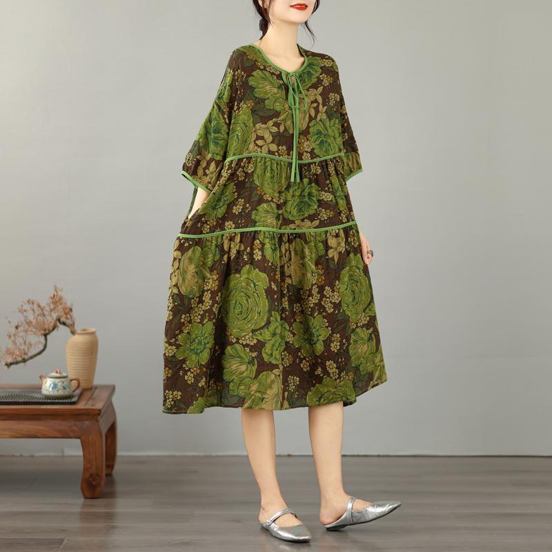 DIMANAF New 2026 Women Plus Size Summer Long Dress Sundress Loose Oversize Maxi Lady Floral Cotton Dress