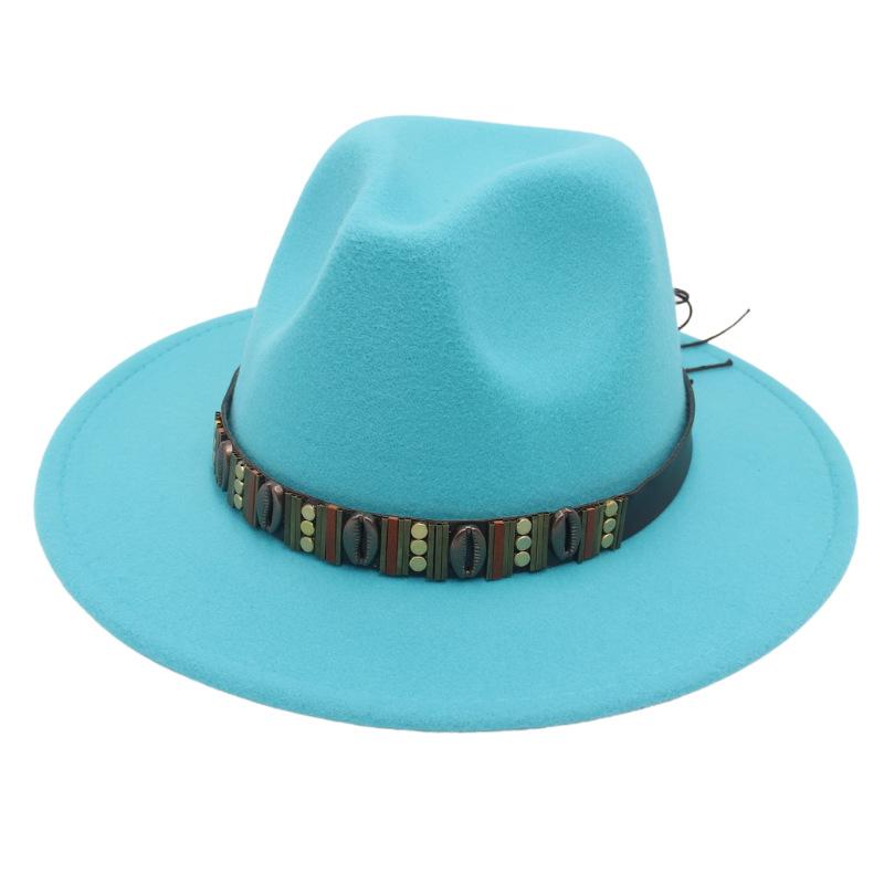 Ethnic Jazz Hat Metal Shell Belt Accessories Top Hat Dress Concave Gentleman Hat