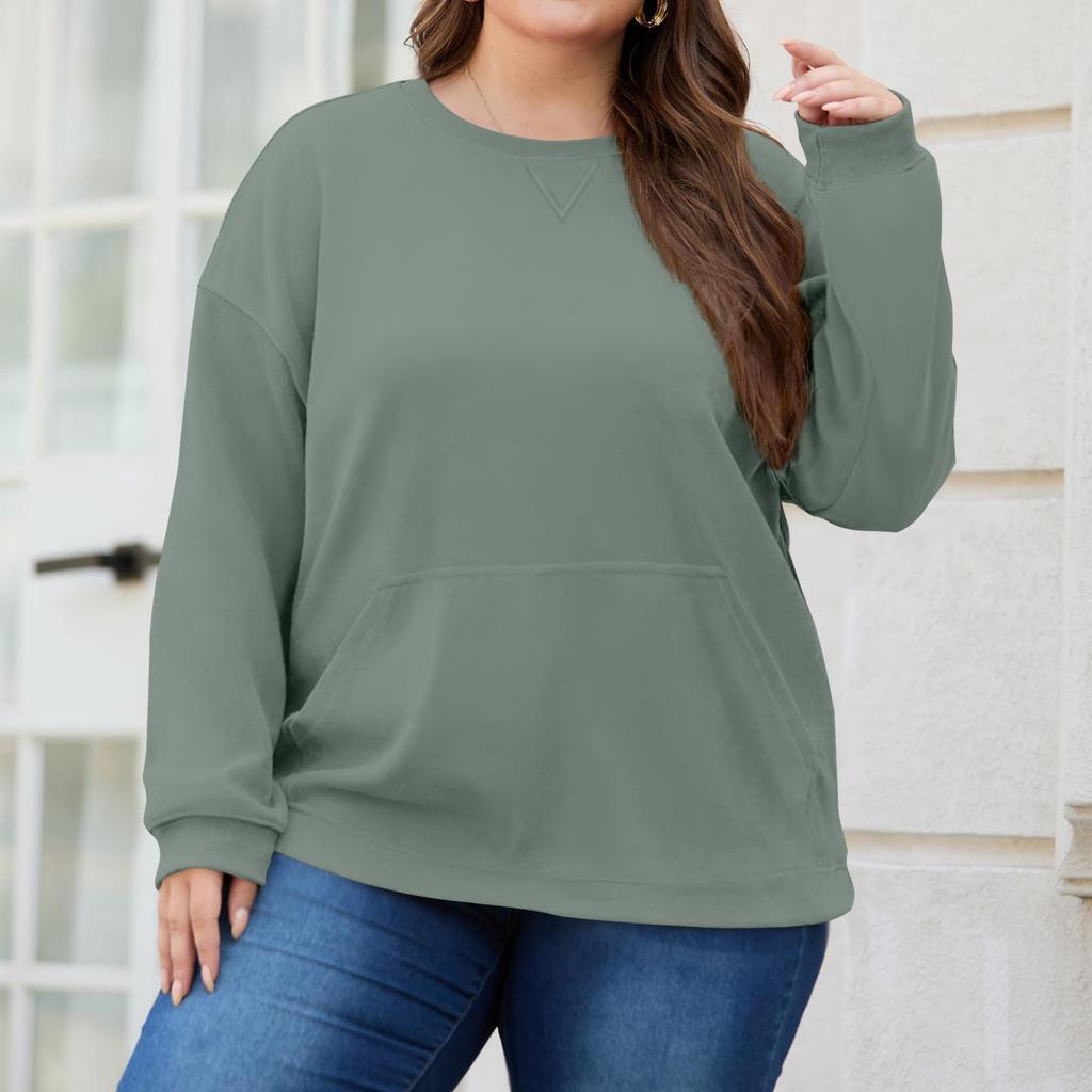 Plus Size Sweatshirt For  Women Oversized Crewneck Long Sleeve Pullover Tops