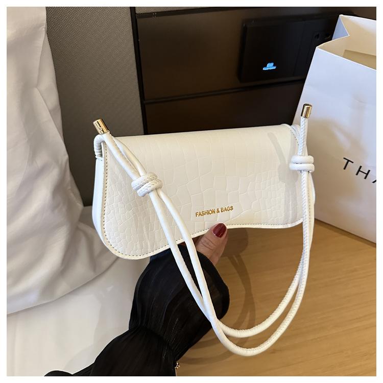 Simple Solid Color  PU Leather Women's Shoulder Bags Fashion Versatile Female Armpit Bag Casual Ladies Baguette Bag