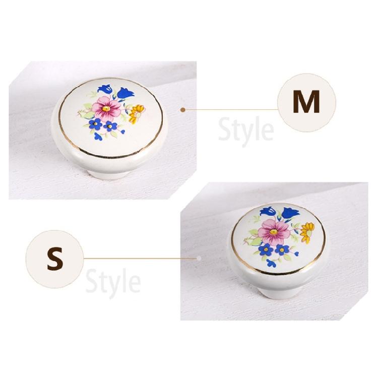8Pcs European Style Ceramics Cabinet Knob Single Round Pulls Orchids Motifs Door Knob And Handles For Dresser Drawer Wardrobe