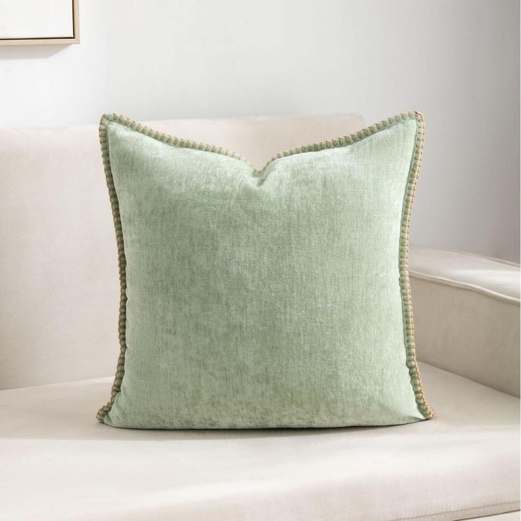 Chenille Edge Pillowcase: Nordic Solid Color Sofa & Bay Window Cushion