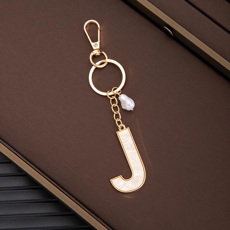 Chaveiro Pingente Nome Letras Criativas 26 Letras Pérola Imitação Concha Pingente de Bolsa Popular Acessórios