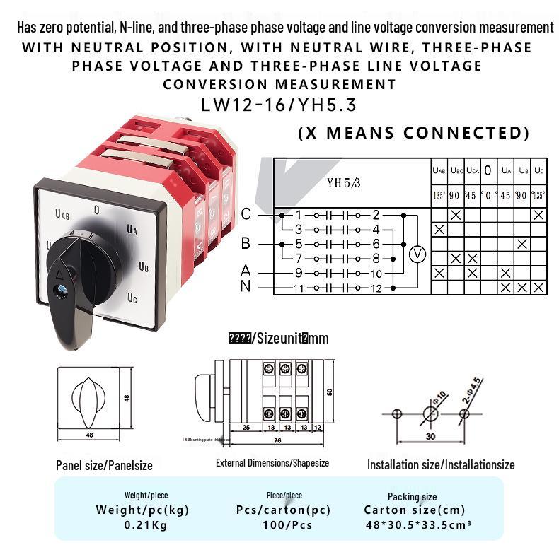

Zhuochao LW12-16/YH5.3 Three-Phase Voltage Measurement Switch with Neutral Line