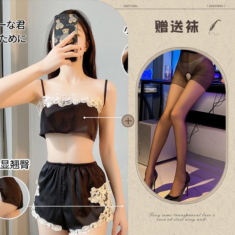 New sexy underwear, sexy lace, breathable suspenders, split pajamas, ice silk two-piece tube top.