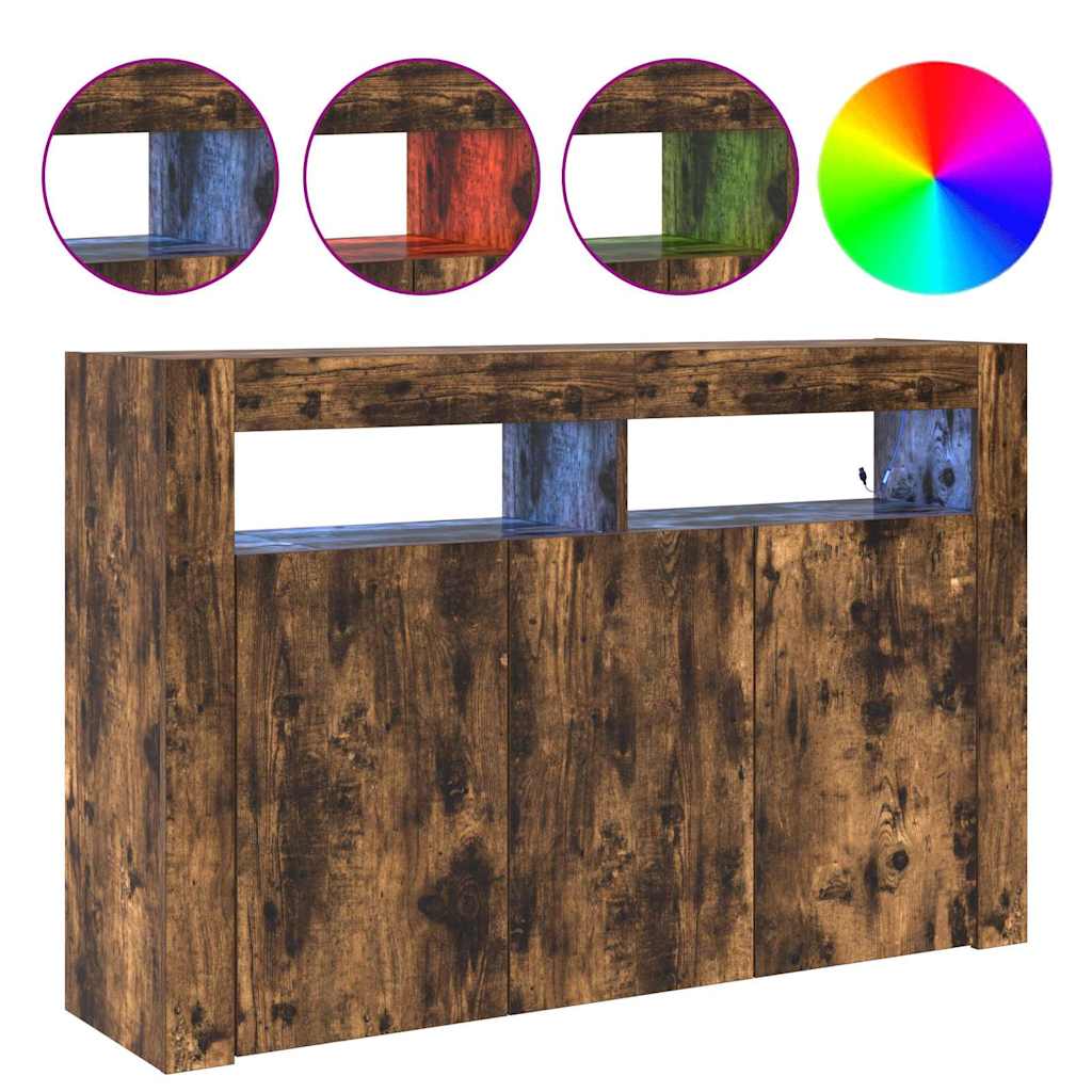 Sideboard Smoked Oak 116 x 30 x 75 cm Wood Based Material