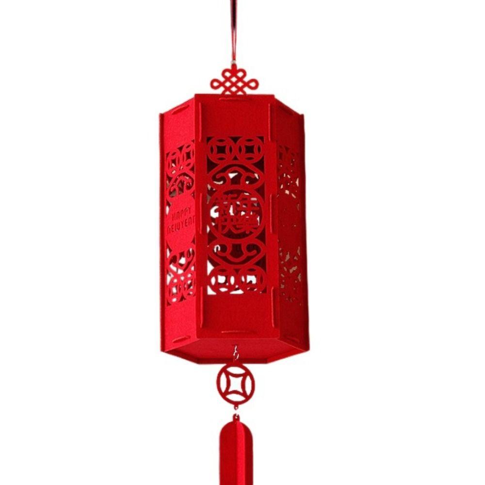 Retro Spring Festival Lanterns Non-woven Chinese Lantern Chandelier Fuzi Lantern Home