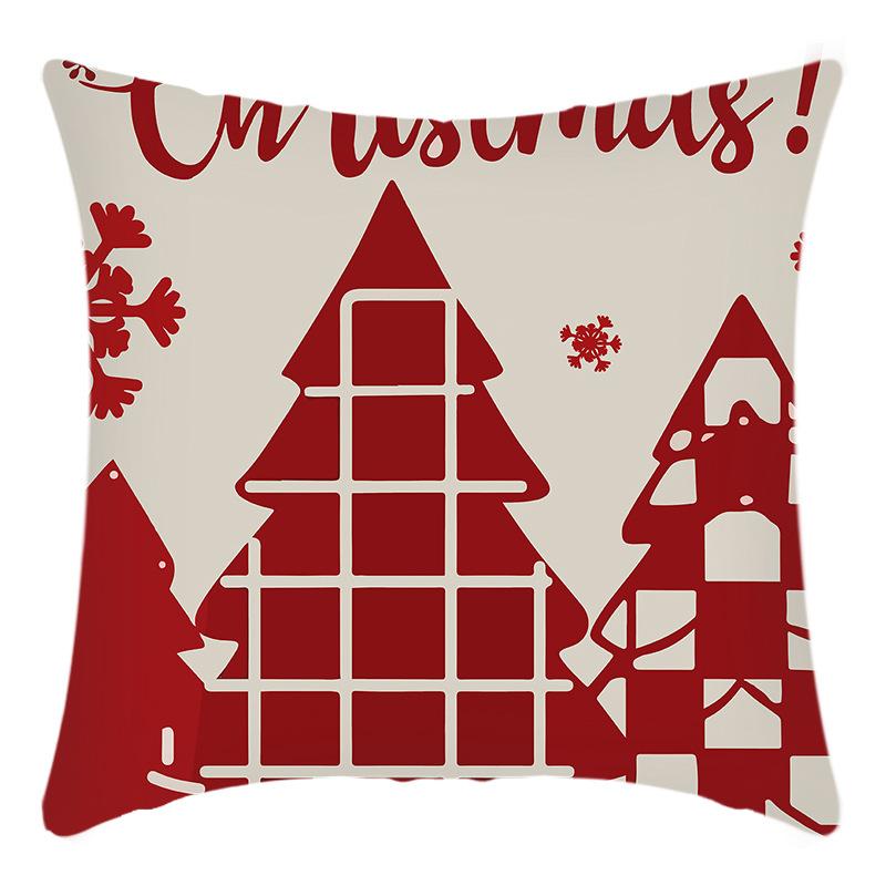 New Christmas Elk Santa Elk Print Pillow Home Sofa Cushion Cover