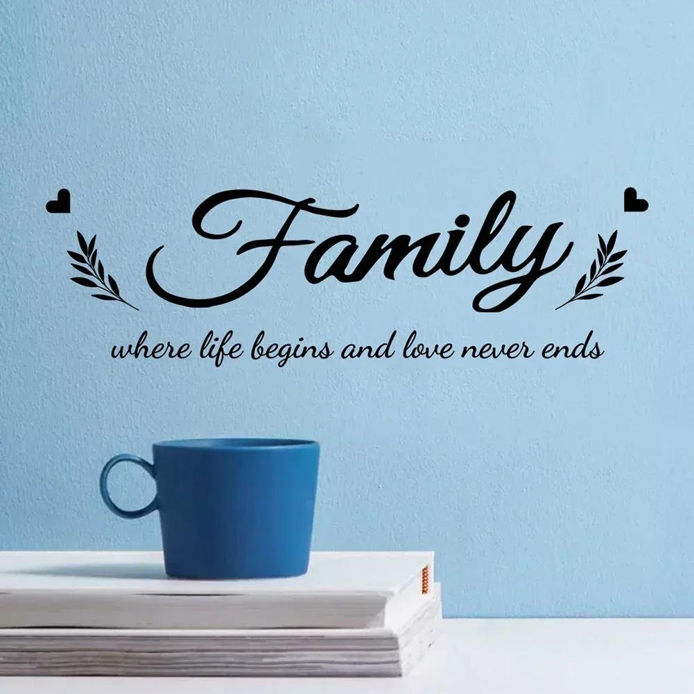 Family Quotes Stickers Family Words Wall Stickers Bedroom Living Room 10cm*30cm*0.1cm Customizable Design Easy To Remove