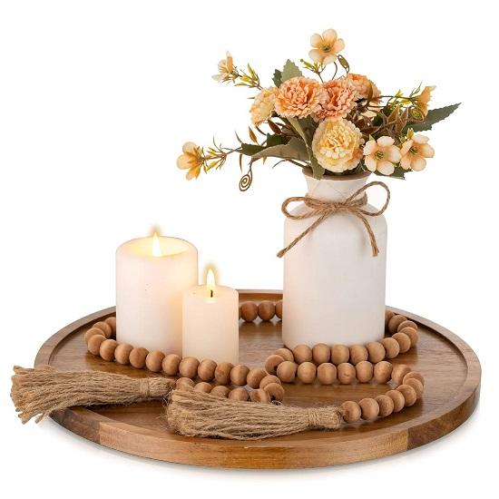 

Круглый деревянный декоративный поднос: Деревянные подносы для кофейного столика из рустикальной акации Декор Фермерский стиль Центральный элемент Подносы для сервировки еды и напитков Пуфик Кухня