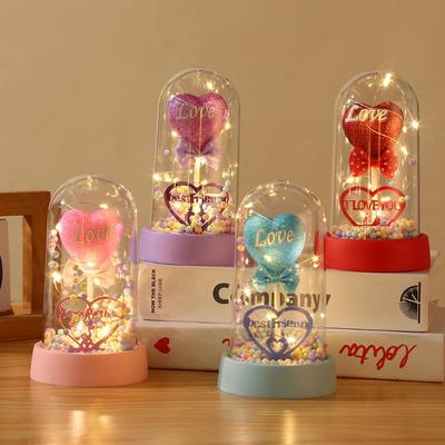 1PC New Love Lover Gift, Acrylic Cover Couple Luminous Desktop Ornament, Creative Eternal Flower Decoration