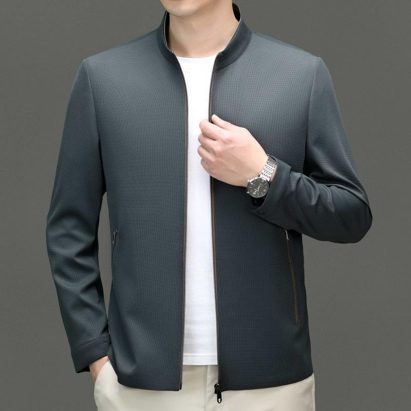 Wiosna i Jesień Nowe Męskie Kurtki Casualowe Klapy Męskie Top Biznesowy dla Mężczyzn w Średnim Wieku Cienkie Luźne Kurtki Taty