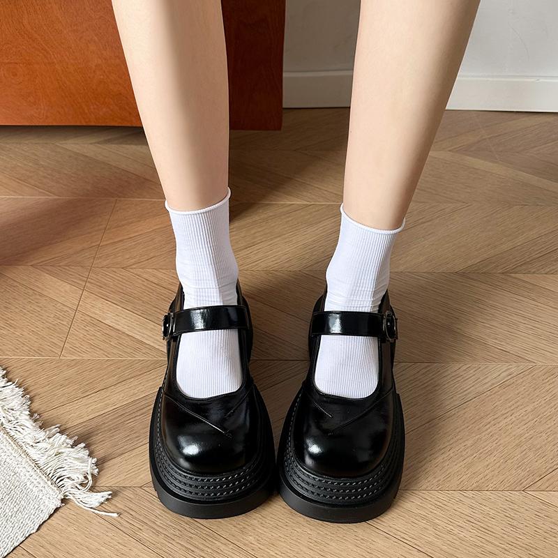 Solid Square Heel Buckle Strap Mary Janes High Heel Party Fashion Women's Shoes On Sale Round Toe Shallow Pumps Maria Jane