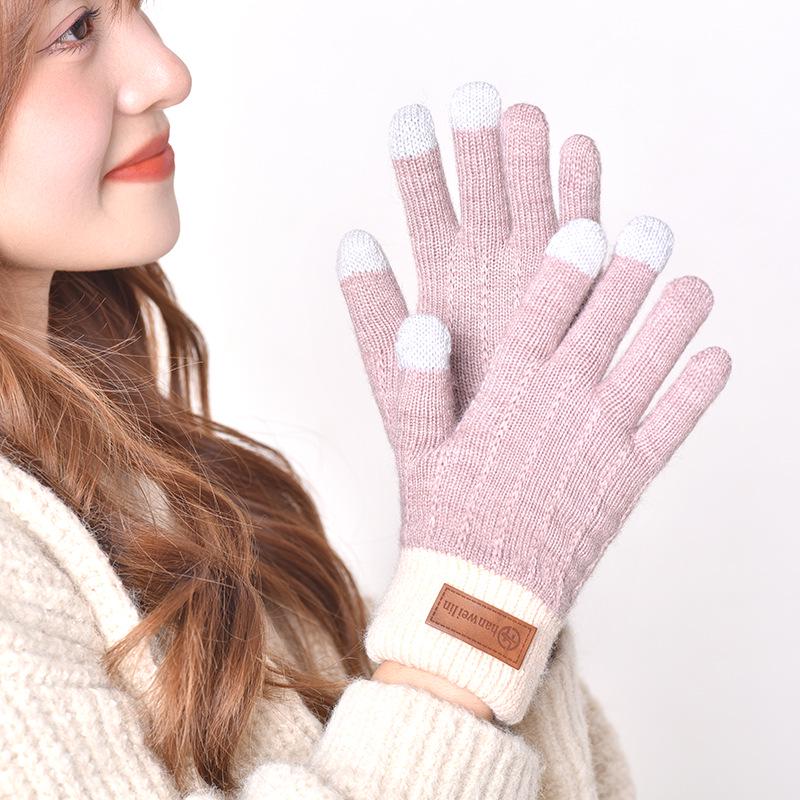 

Knitted Jacquard Touchscreen Fleece Gloves for Men & Women - Warm, Lined, Ideal for Outdoor Skiing & Cycling One Size
