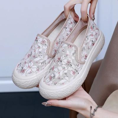 Spring/Summer New Fashion Versatile Canvas Shoes Women's Thick Sole Shallow Mouth Cover Footwear Trendy Shoes Casual