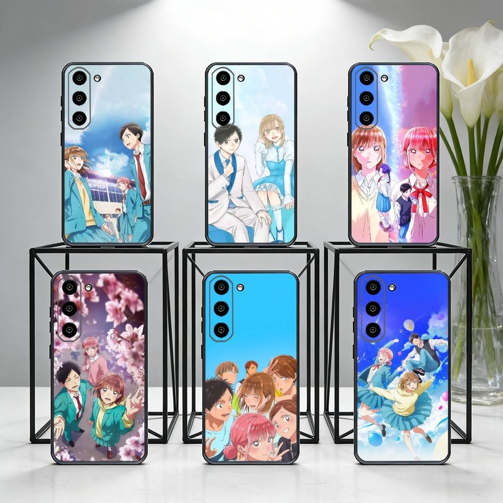 Blue Box Anime Cute Phone Case For Samsung Galaxy A73,A72,A71,A70,A53,A52,A51,Others Soft Black Cover