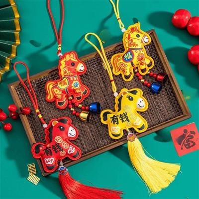 Decorative Chinese Style Zodiac Mascot Pendant Blessing with Tassels Lucky Fragrant Bag Embroidery Horse Incense Bag Gift