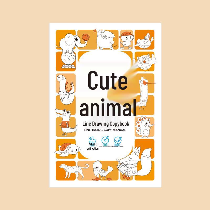 Kids' Line Drawing Copybook: Simple Cartoon Animals & Manga Art Coloring for Pen Control