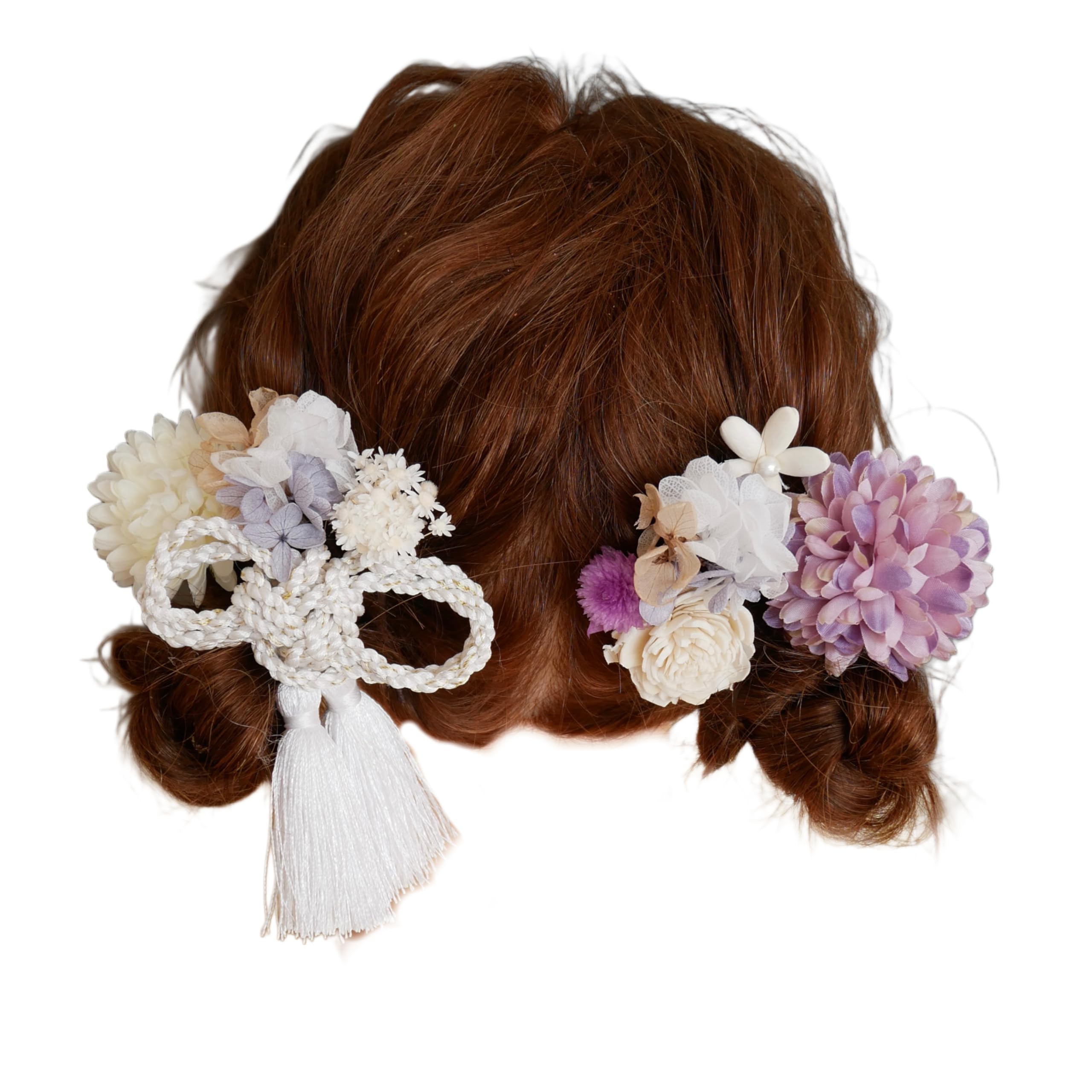 

753 Preserved Flower Hair Accessory with Tassel Ribbon [Bria] Shichi-Go-San (Purple)