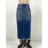 Women's Retro Fashion High-waisted Open Denim Skirt Slim Package Hip Skirt Medium-length Half-body Skirt