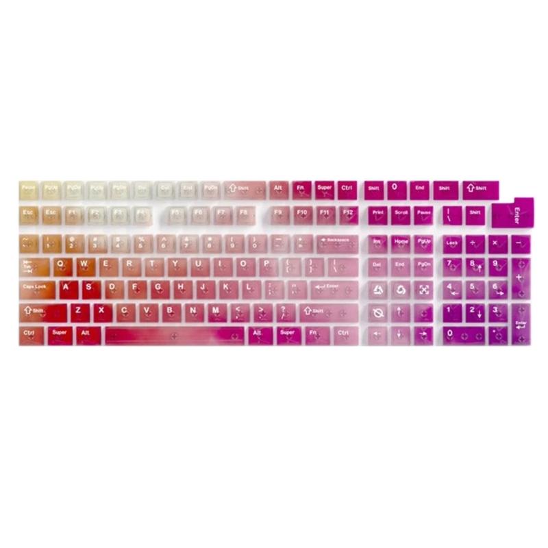

Original Height Translucent Rainbow Keycap Set With Smooth Texture 132 Keys Compatible For Mechanical Keyboards Keycaps