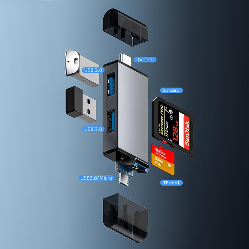 7 In 1 Multifunction Usb 3.0 Card Reader Micro TF SD Card Memory Reader USB Flash Drive Type C Card Adapter OTG