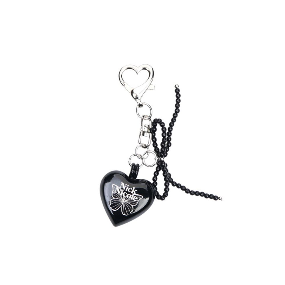 

NICK&NICOLE HEART SIGNATURE BUTTERFLY PEARL RIBBON keyring_BLACK FREE