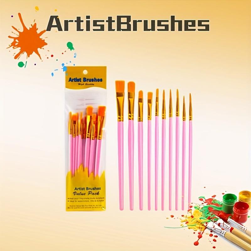 Vibrant Nylon Bristle Paint Brush Set with Durable Plastic Handles - Perfect for Oil, Watercolor, and Gouache Artworks - Multicolor Selection