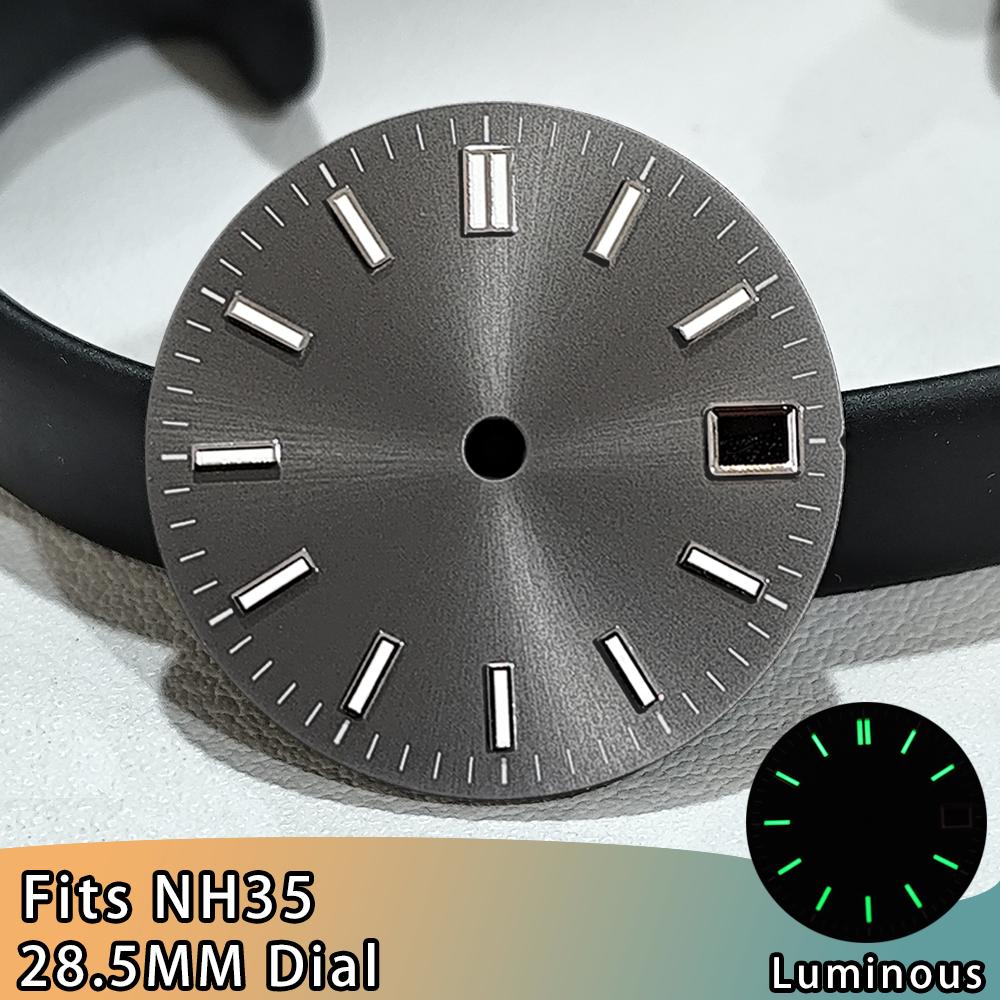 NH35 Watch Dial High Quality 28.5mm NH35 Dial For NH35 Movement Men's Watch Accessories Green Luminous Dial Accessories