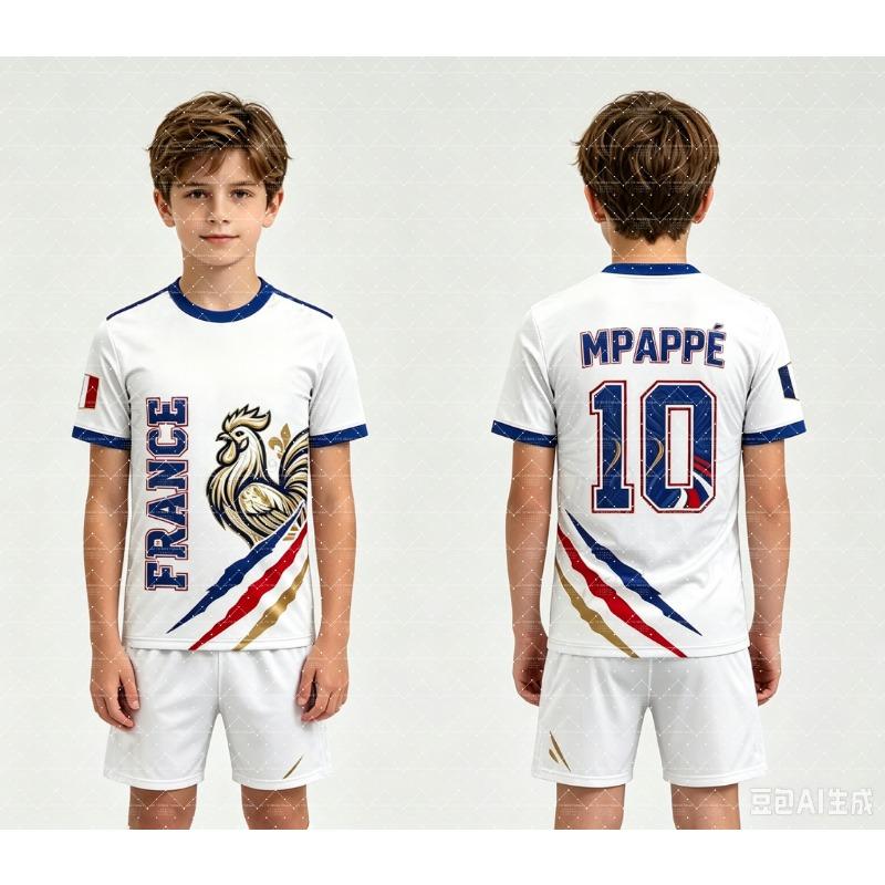 2026 Special Nr. 10 Mbappé Fußballtrikot Shorts Set Damen Frankreich Flagge Fans Shirt und Shorts Sommer Kinder 2-teiliges Set