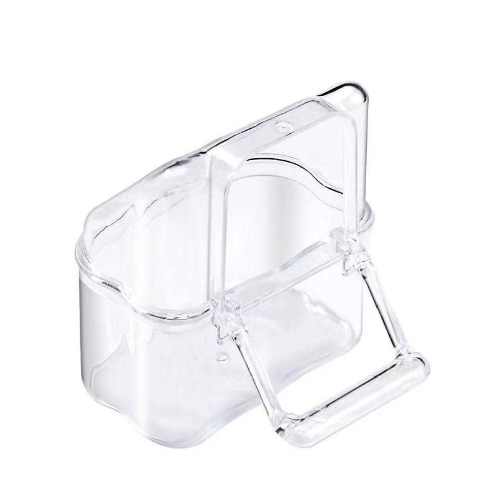 Leak Proof Bird Cage Feeder Cup Clear Plastic Parakeet Feeder Compact Hanging Food Bowl Bird Cage