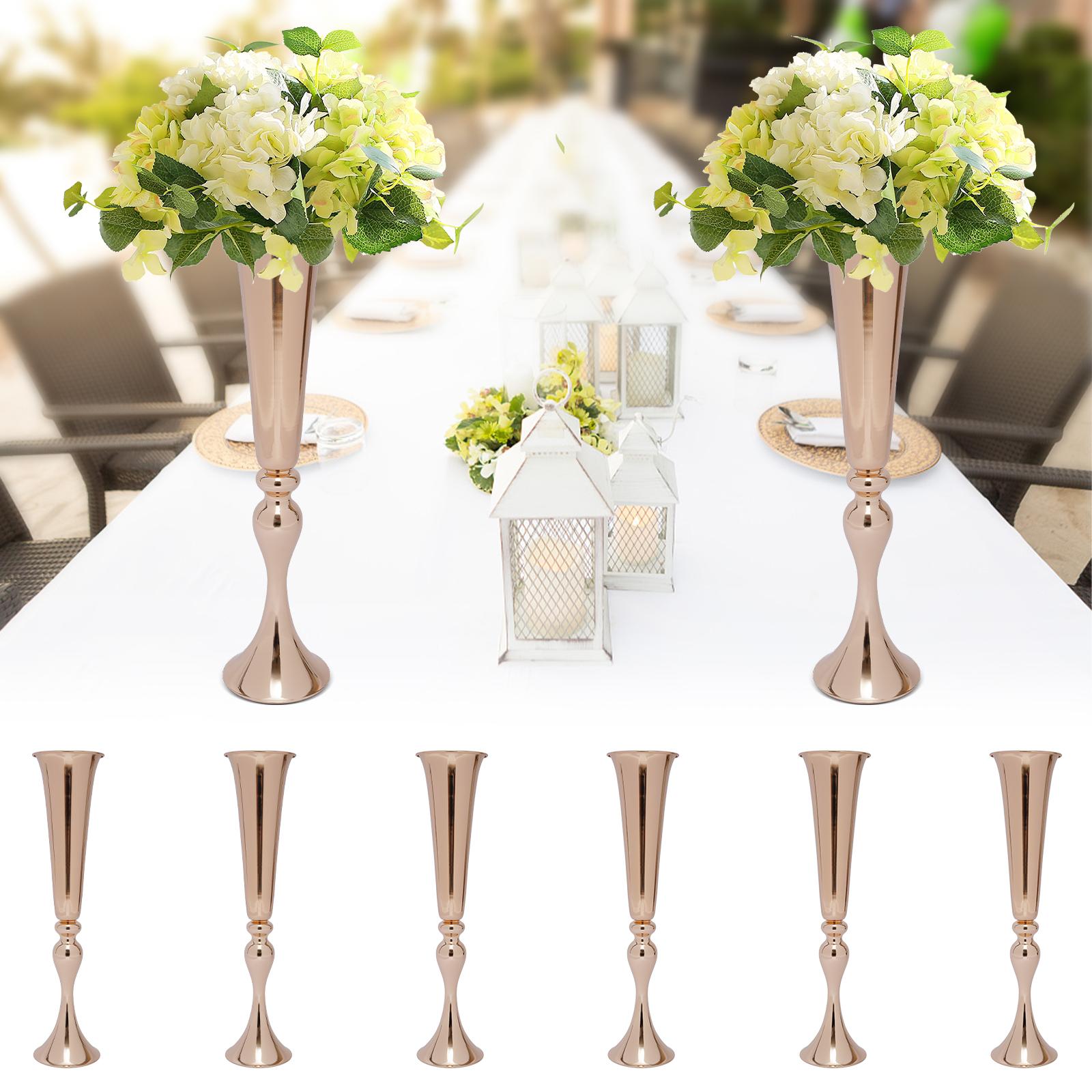 

Bymaocar 6pcs Elegant Flower Vase Metal Flower Desktop Stand Gold 22.2 Tall for Centerpieces Wedding Anniversary Birthday Decor золотий