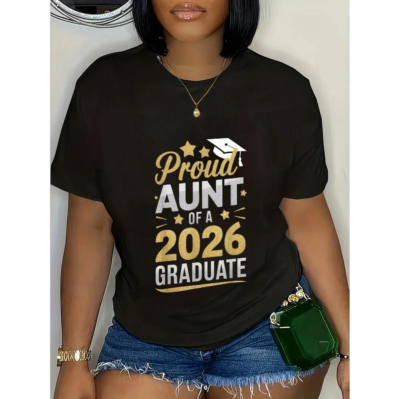 

Women s Vintage 2026 T-Shirt - Proud Aunt of 2026 Graduate Design with Cap & Stars, Casual White Shirt for Auntie Gift, Graduation Party Outfit 4XL