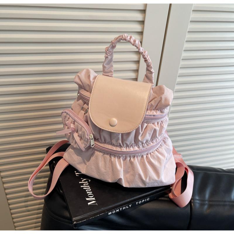 College style backpack women's new trendy fashion pleated nylon casual backpack