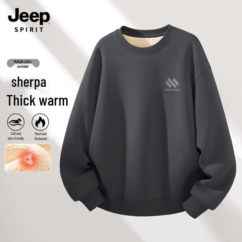 JEEP SPIRIT Men's Loose Fit Fleece-Lined Sweatshirt